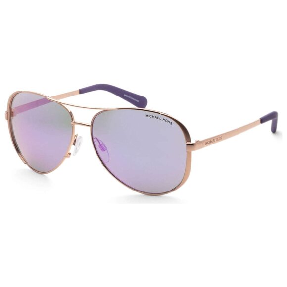 Share Michael Kors MK5004 Chelsea Aviator Sunglasses Rose Gold w/Purple Mirror 1 main image 9